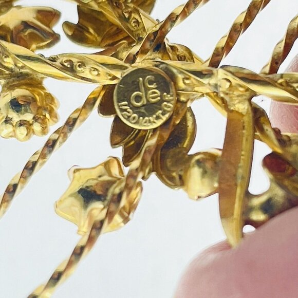 Vintage DCE Flower Basket Brooch 1/20 14k GF Rhinestones Seed Pearls READ - Picture 8 of 8